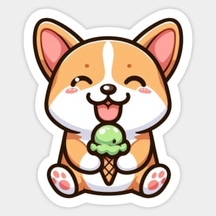 Kawaii corgi ice cream Sticker